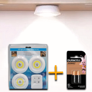 LumiFlash™- Kit de 3 Spots LED Sans Fil avec Télécommande + Piles Duracell OFFERTES !