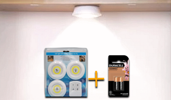 LumiFlash™- Kit de 3 Spots LED Sans Fil avec Télécommande + Piles Duracell OFFERTES !
